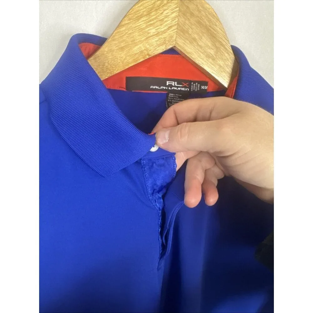 RLX Ralph Lauren Men’s Performance Polo Shirt Blue Stretch M‎